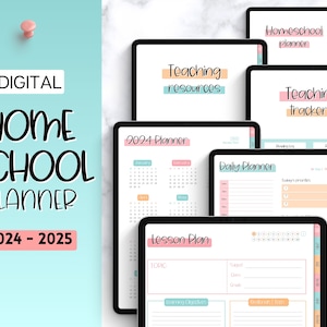 Digital Homeschool Planner, 2024 & 2025, Lesson Plan Template, Home school teacher planner, iPad GoodNotes, homeschooling schedule, mom