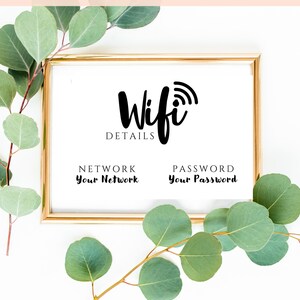 Wifi Password Sign, Editable Wifi Sign Printable Template, Be Our Guest Sign, Wi-fi password sign, Airbnb Guest Room, Wall Art, Landscape image 4