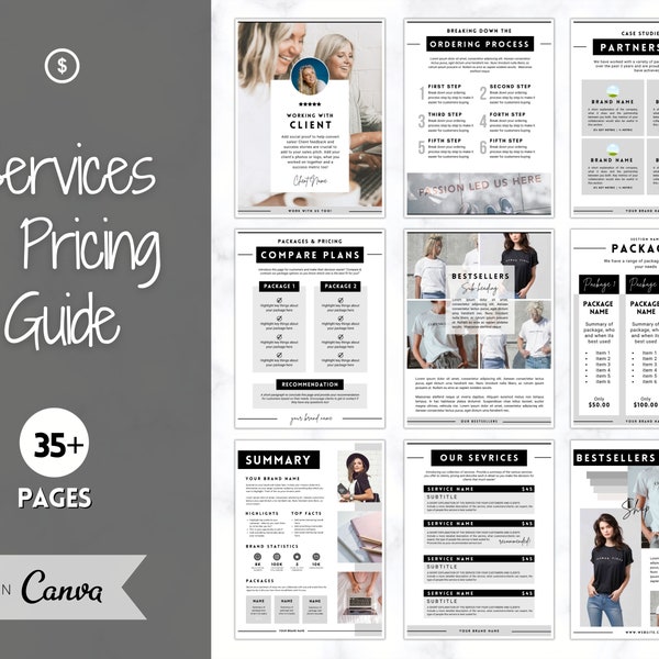 Pricing Guide Templates! Editable Services Canva eBook, Price List, Linesheet, Catalog, Coaches, Sales Package Proposals, Client Welcome