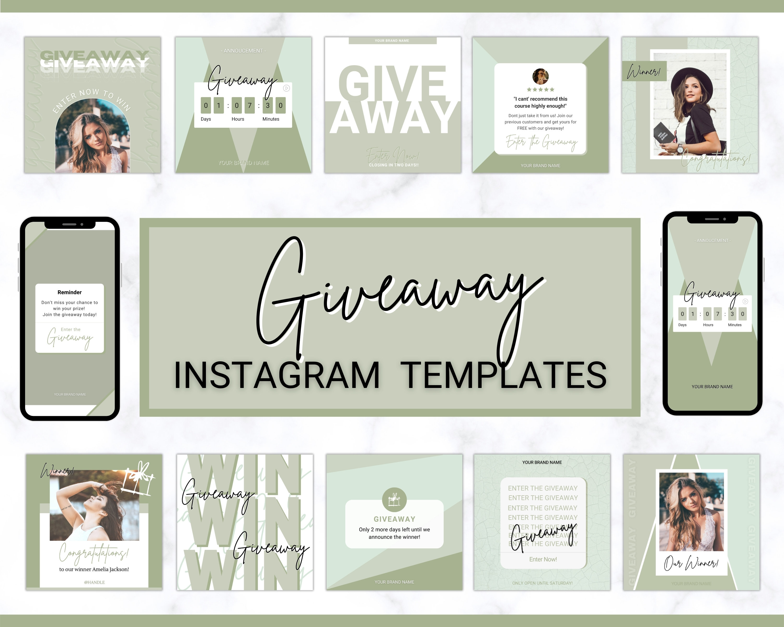 GIVEAWAY Instagram Templates Social Media Engagement Booster 