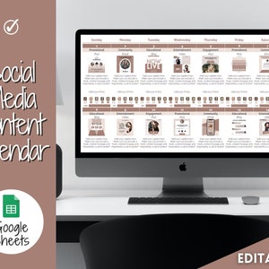 Spreadsheet Content Calendar, Social Media Manager, Google Sheets, Monthly Content Planner, 30 day Instagram, Youtube, TikTok, Influencer