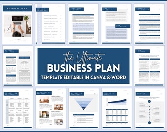 Business Plan Canva Template, Small Business Planner Proposal, Start Up Workbook, Business Plan Analysis,  Word, Side Hustle, EDITABLE Plan