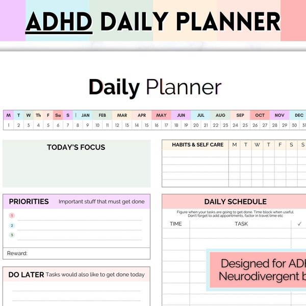 Adult ADHD Planner, Printable Daily Planner, To Do List, Cleaning, Brain Dump Template, Digital To Do List, Neurodivergent, Life, Digital