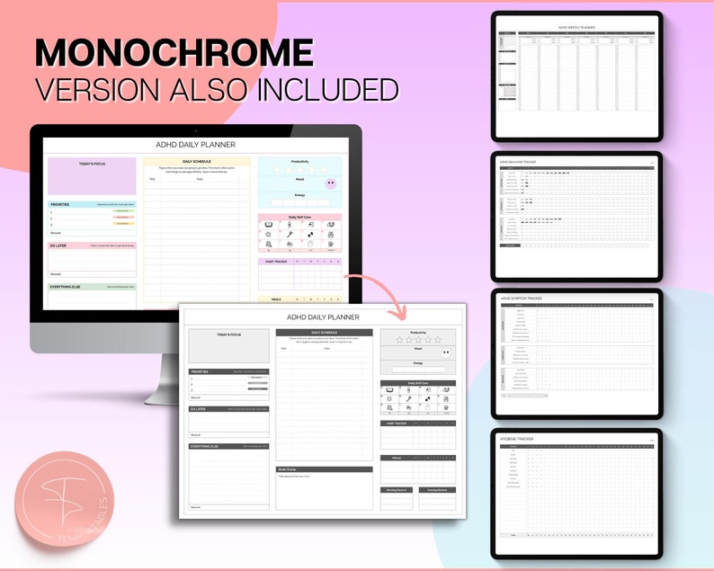 EDITABLE ADHD Digital Planner, Daily Planner Spreadsheet, Neurodivergent, Brain Dump, To Do List, Cleaning, Symptom Tracker, Google Sheets image 9