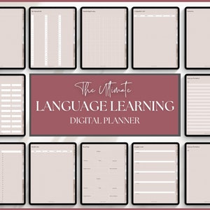 Digital Language Learning Planner, Study Korean, Japanese, Spanish, French, English, Language Templates, Student Workbook, GoodNotes, iPad