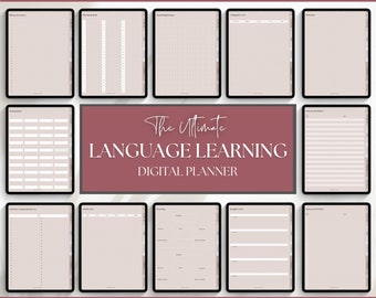 Digital Language Learning Planner, Study Korean, Japanese, Spanish, French, English, Language Templates, Student Workbook, GoodNotes, iPad