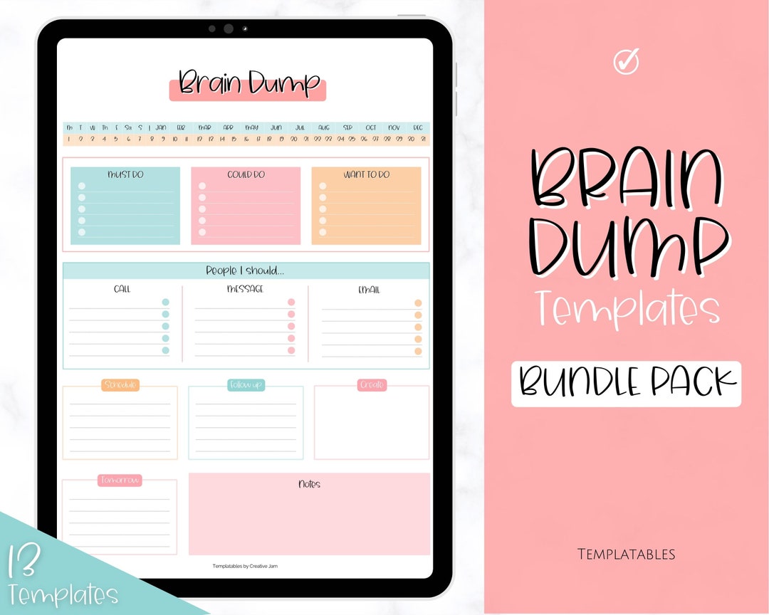ADHD Brain Dump BUNDLE, to Do List Printable, Daily Planner Template ...