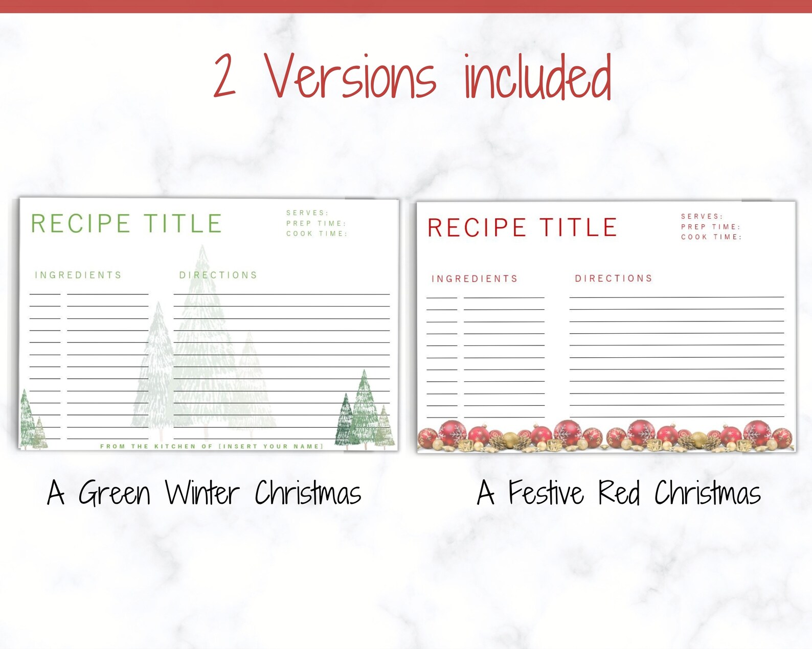 CHRISTMAS Recipe Card Template EDITABLE Recipe Template Etsy UK