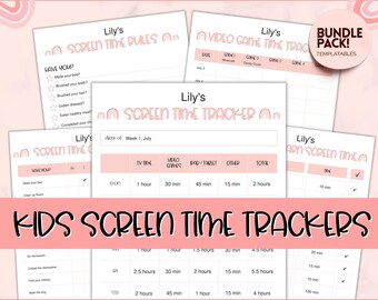 Screen Time Rules BUNDLE, Editable Screentime checklist, To Do List for Kids, Summer Planner, Chore Chart for Kids, Printable Routine Chart