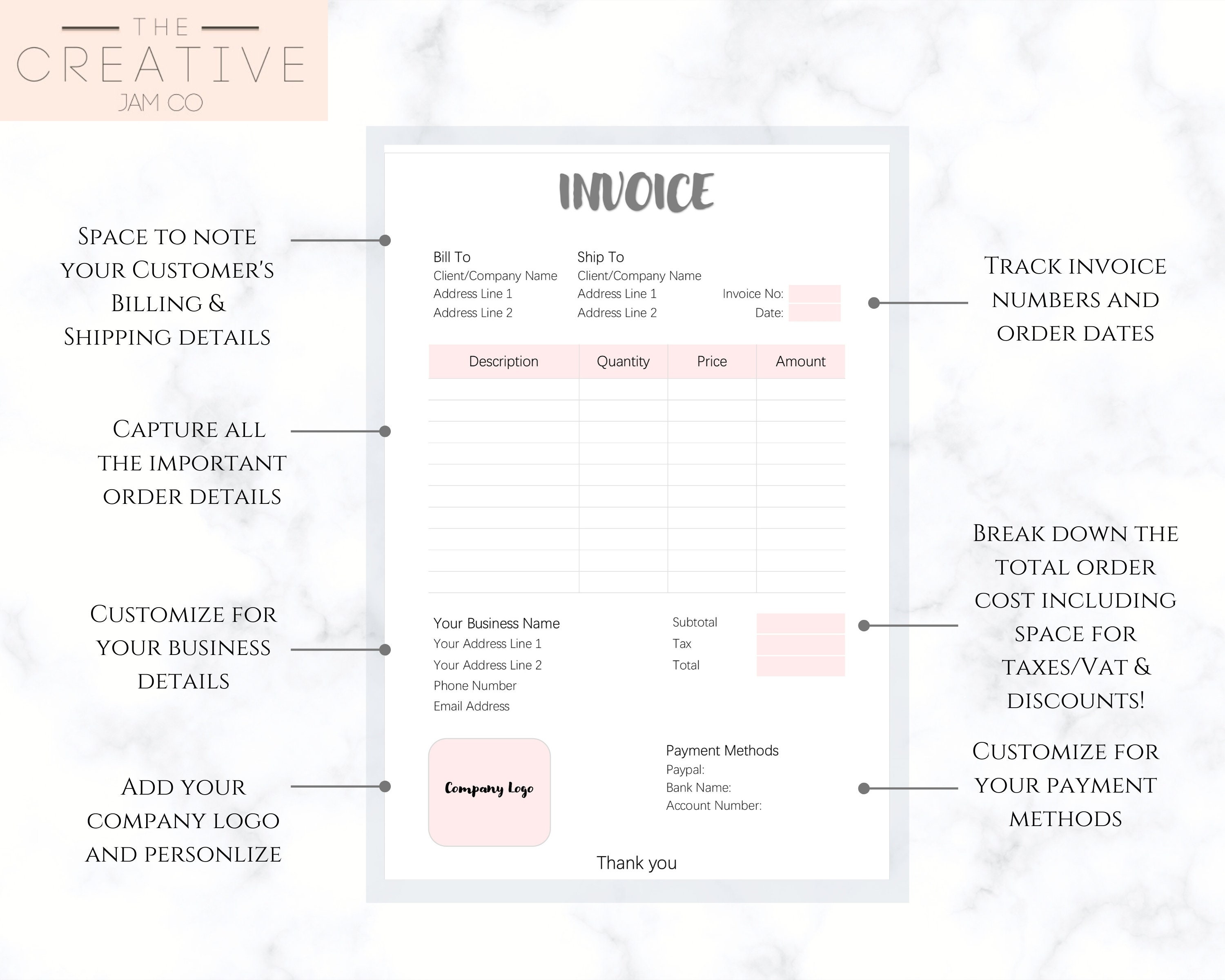 INVOICE TEMPLATE Order Form EDITABLE Custom Receipt Template | Etsy