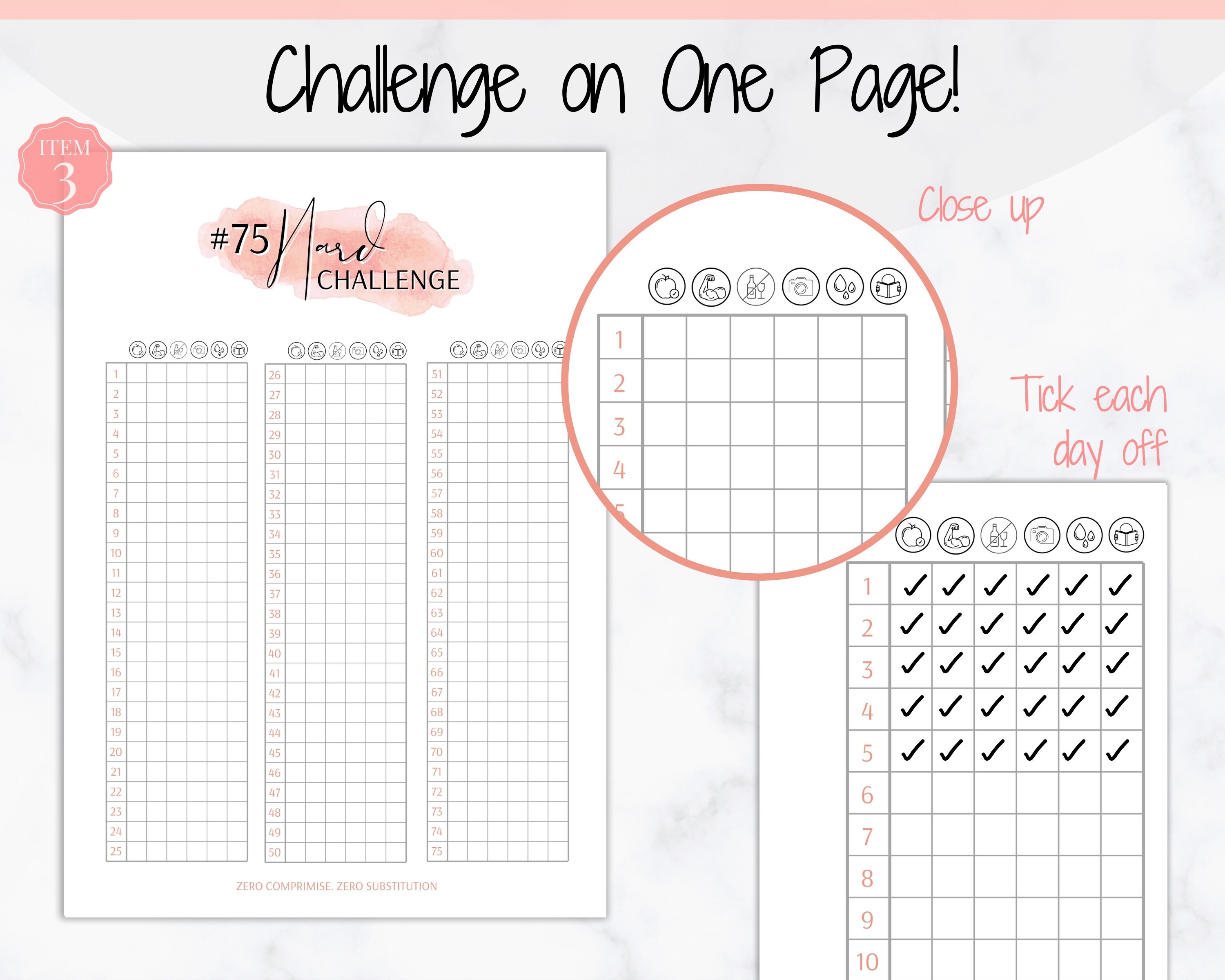 Free Printable 75 Day Hard Challenge Tracker