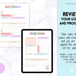 Goal Planner BUNDLE, 2024 Goals Tracker, SMART Goal Setting Kit, New Year, Monthly Habits Reflections, Productivity, Vision Board Printables image 5
