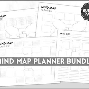 Modello di mappa mentale, pianificatore mappa mentale stampabile, modello di guida allo studio, dump del cervello, brainstorming, brainstorming, mappa delle idee, diagramma per prendere appunti