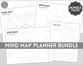 Mind Map Template, Printable Mind Map Planner, Study Guide Template, Brain Dump, Brainstorm, Brainstorming, Idea Map, Note Taking Diagram