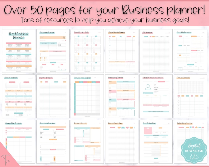Business Planner Printable BUNDLE, Small Business Planner, Side Hustle, Business Trackers, Social Media, Finances, Content, Order, Etsy Shop image 2