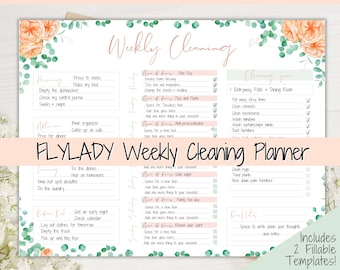 EDITIERBARER Reinigungsplan, FLYLADY tägliche Routine, Checkliste für die Reinigung, Reinigungsplaner, wöchentliche Hausarbeit, Kontrolljournal, Fly Lady-Zonen