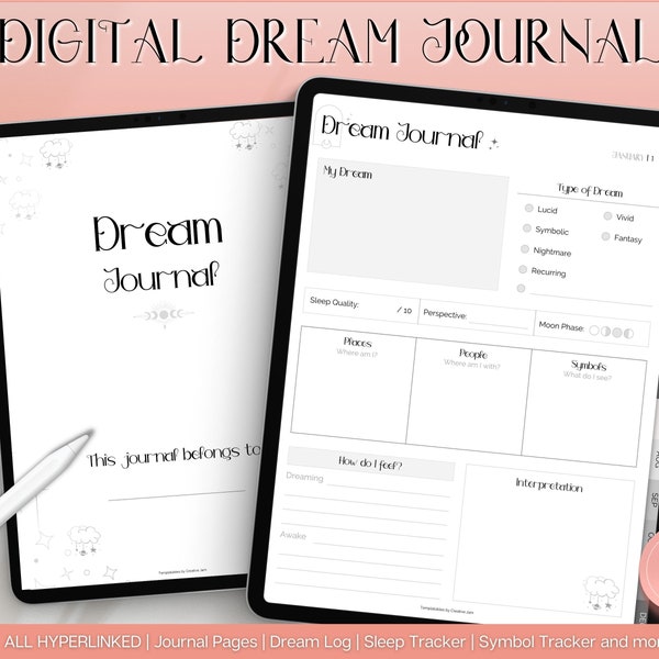 Digital Dream Journal, Digital Journal for GoodNotes, iPad Digital Dream Diary, Dream Analysis, Dream Interpretation, Sleep Tracker, Lucid