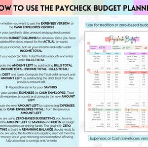 Paycheck Budget Planner, EDITABLE Budget by Paycheck Template, PDF Printable Budget Tracker, Finance Planner, Zero Based Budget Sheet Binder zdjęcie 8