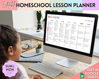 Weekly Lesson Plan Template, EDITABLE Lesson Planner Spreadsheet, Homeschool Teacher, Academic Schedule, Simple Lesson Plan, Google Sheets