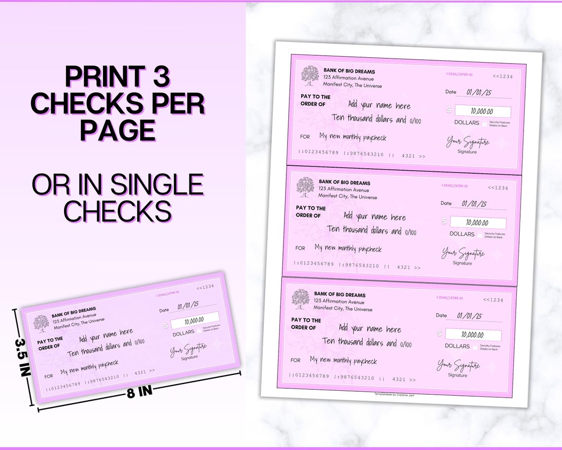 EDITABLE Manifestation Check Templates, Money Magnet, Vision Board, Law ...
