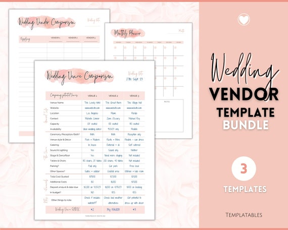 wedding-vendor-comparison-template-vendor-list-venue-comparison-vendor-checklist-wedding-planner-printable-supplier-tracker-pink-etsy