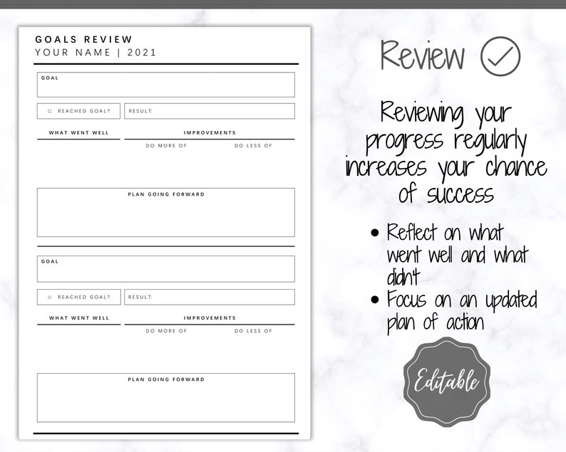 EDITABLE Goal Planner 2022 Goals Tracker Goal Planner Kit Etsy UK