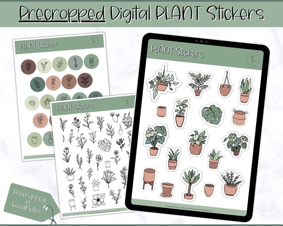 GREEN DIGITAL STICKERS, House Plant Stickers, Botanical Goodnotes ...