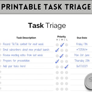 Task Triage, To Do List Printable, Brain Dump Template, Task Checklist, Daily Task List Planner, ADHD to do list, brain dump, task tracker