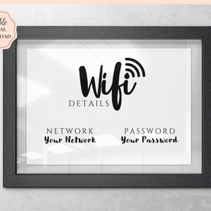 Wifi Password Sign, Editable Wifi Sign Printable Template, Be Our Guest Sign, Wi-fi password sign, Airbnb Guest Room, Wall Art, Landscape image 6
