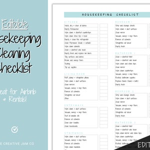 Housekeeping Cleaning Planner, EDITABLE Cleaning Checklist, Cleaning Schedule, House Chores, Clean Routine, Professional Cleaning, Airbnb