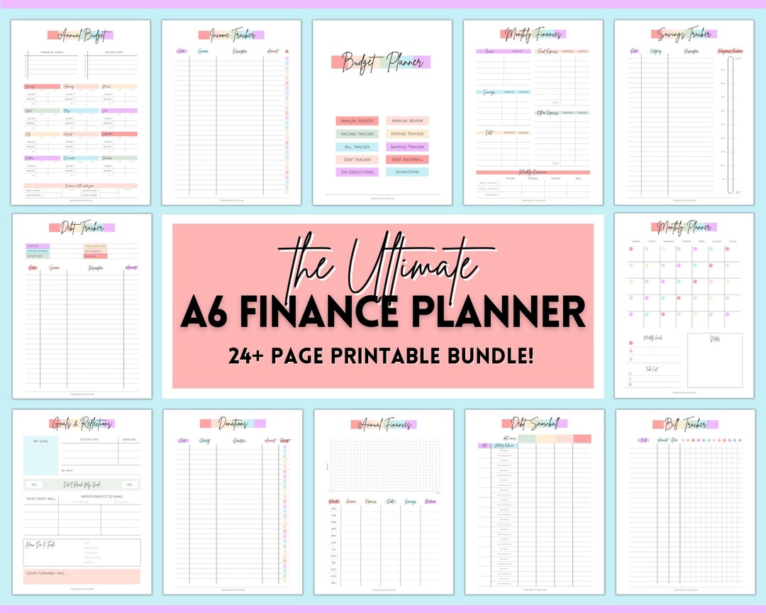 A6 Budget Binder, Planner Printable BUNDLE, Financial Tracker, Savings ...
