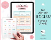 50pg TEACHER Planner Printable BUNDLE, Homeschool Teacher, Academic Planner, Lesson Plan Template, Future, Back to School Organizer, PDF