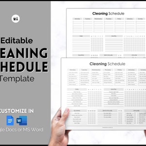 Cleaning Checklist, EDITABLE Cleaning Schedule, Cleaning Planner, Weekly House Chores, Adhd Clean Home, Monthly, Household Planner Printable
