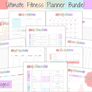 Fitness Planner, Weight Loss Tracker, BUNDLE, Workout Planner Fitness Journal, Wellness, Health Goal, Meal Planner, Self Care, Habit Tracker