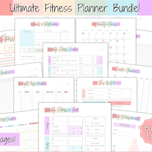 Fitness Planner, Weight Loss Tracker, BUNDLE, Workout Planner Fitness Journal, Wellness, Health Goal, Meal Planner, Self Care, Habit Tracker