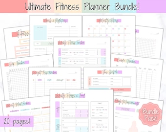 Fitness Planner, Weight Loss Tracker, BUNDLE, Workout Planner Fitness Journal, Wellness, Health Goal, Meal Planner, Self Care, Habit Tracker