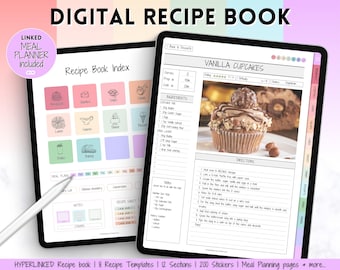 Recipe Book Template, Digital Recipe Book, Recipe Template, Digital Meal Planner, Cookbook, Recipe Binder Kit, Recipe Card, GoodNotes, iPad