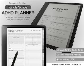 Digital ADHD planner, Templates for Kindle Scribe, Daily Planner, Neurodivergent Adults, Brain Dump Template, To Do List, Cleaning, Symptoms