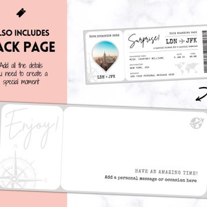 EDITABLE Boarding Ticket Template, Surprise Boarding Pass, Plane Ticket Vacation, Airline, Trip, Flight Gift, Holiday Destination, Fake, Mom image 3