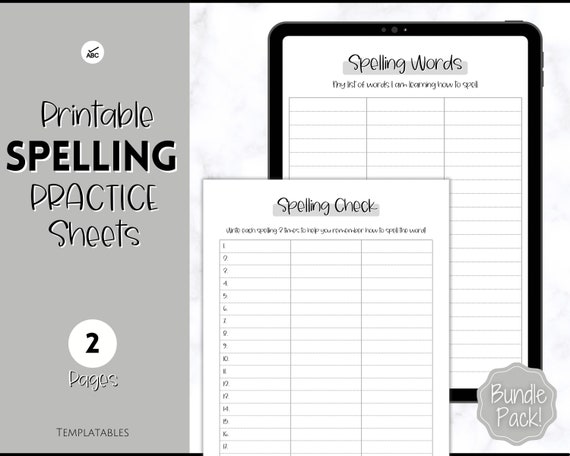 Spelling Words Printable Spelling Practice Sheets Sight Word - Etsy