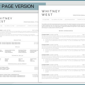 Professional Resume Template, ATS Friendly, Executive Resume, Word ...