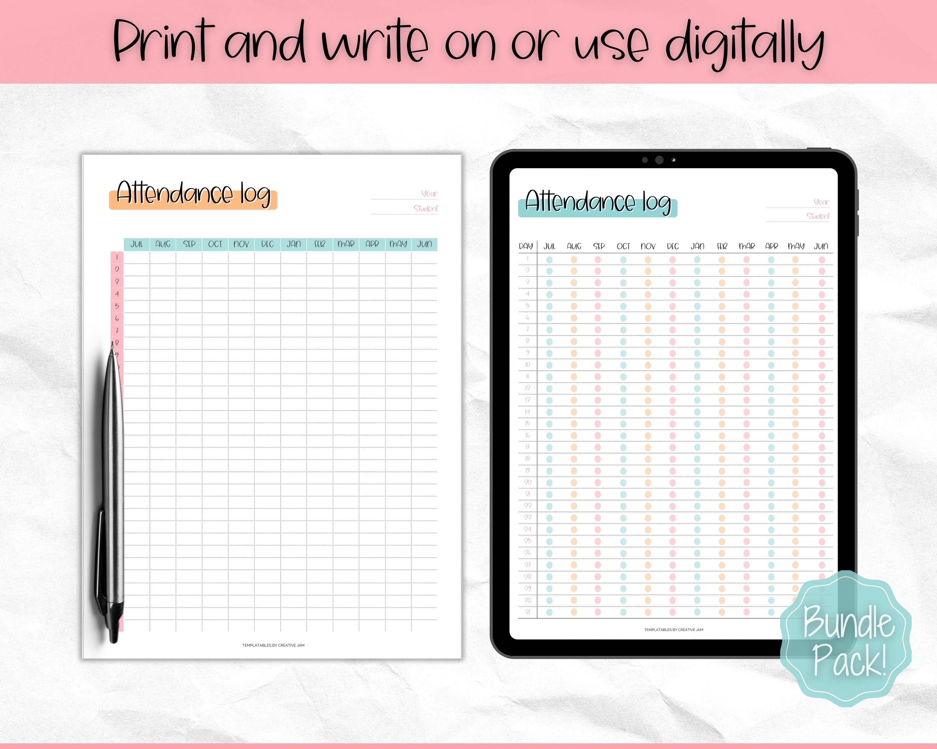 Attendance Sheet Attendance Record Tracker Printable Log - Etsy