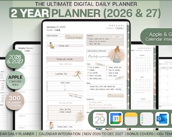 Digital Planner 2026 & 2027 | The 2 year Planner | Daily Weekly, Monthly Planner, Undated Life Planner, Notability, iPad, Smart Apple BLUE
