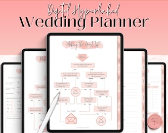 PINK Digital Wedding Planner, Wedding Checklist, iPad, GoodNotes, Wedding Schedule, Bridal Binder, To Do List, Budget, Itinerary Timeline