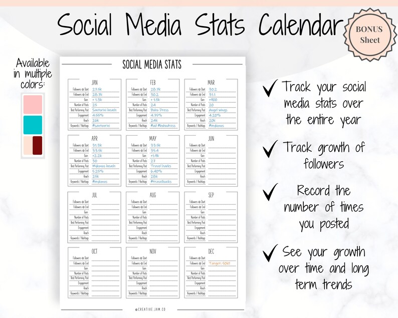 Social Media Planner Printable. Tracker for Instagram - Etsy UK