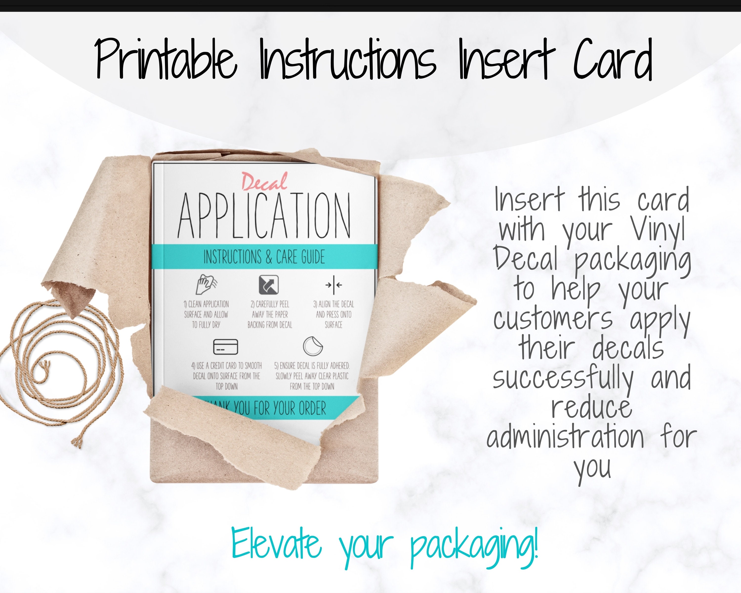 decal application instructions printable vinyl care card etsy