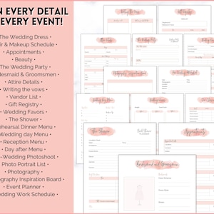 Printable Wedding Planner Binder Kit, Wedding Planner, Wedding Planning Checklist, Wedding Day Schedule, To Do List, Budget, Timeline, Book image 3