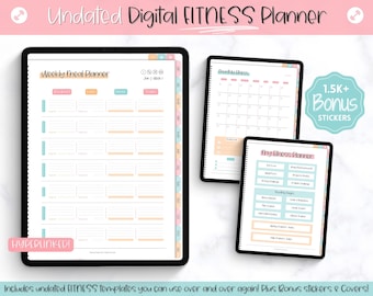 Digital FITNESS planner, GoodNotes Fitness Planner, Fitness Journal, Weight Loss Tracker, UNDATED iPad Workout Planner, Wellness Template