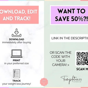 Weight Loss Journal, Weightloss Tracker, Fitness Planner Printable, Weight Loss Chart, Pounds Lost, Body Measurements, Meal Planner image 10