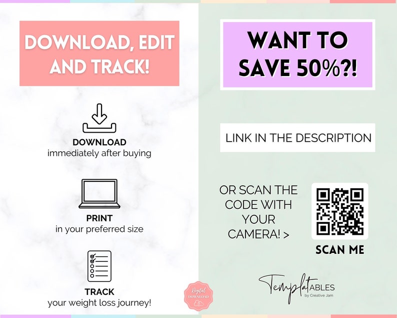 Weight Loss Journal, Weightloss Tracker, Fitness Planner Printable, Weight Loss Chart, Pounds Lost, Body Measurements, Meal Planner image 10